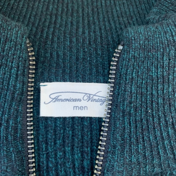 American Vintage unisex Green Knit Zip Up Sweater Jacket Men’s S | Women’s L - Picture 4 of 5